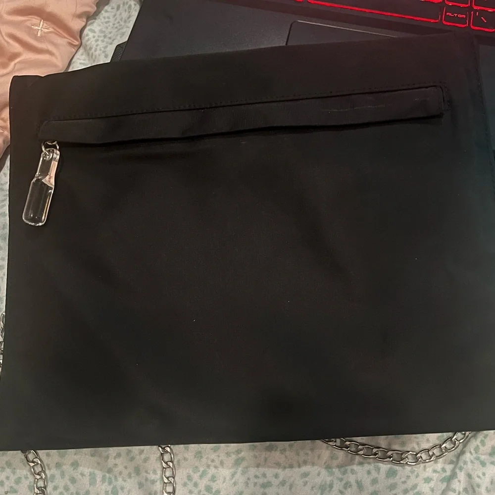 MCM Black Clutch Nylon RARE. Velcro attach. Chain does not come w/